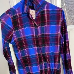 purple and blue flannel